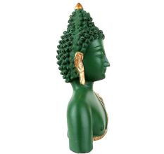 Handmade Antique Green Brass Lord Buddha Bust Statue