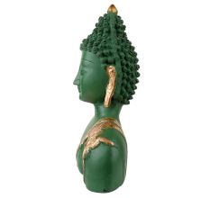 Handmade Antique Green Brass Lord Buddha Bust Statue