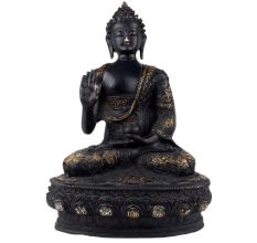 Handmade Black Brass Buddha Medicine Statue And Blessing  Pose