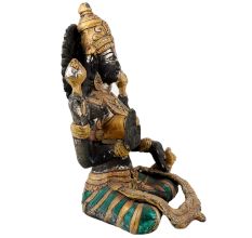 Handmade Black Brass Goddess Laxmi Statue With Gold Detailing
