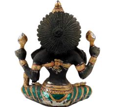 Handmade Black Brass Goddess Laxmi Statue With Gold Detailing