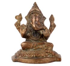 Handmade Rustic Brass Ganesha Statue Home Decor