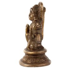 Handmade Golden Brass Hanuman Statue Sitting with Club