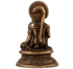 Handmade Golden Brass Hanuman Statue Sitting with Club