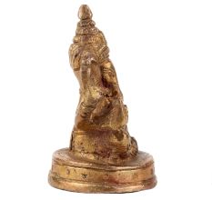 Handmade Golden Brass Lord Ganesha Blessing Religious Statue