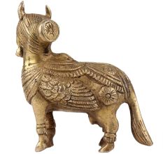 Handmade Golden Brass Indian Cow Kamdhenu Statue