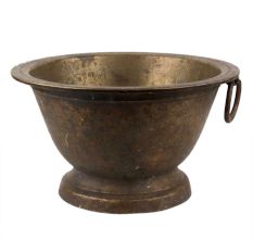 Handmade Brown Brass Bowl With Single Ring For hanging