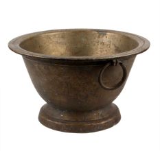 Handmade Brown Brass Bowl With Single Ring For hanging