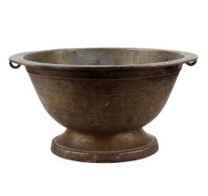 Handmade Black Brass Antique Style Footed Bowl With Side Handles