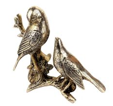 Handmade Silver Brass Bird Couple Statue For Home Decoration