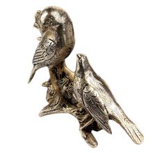 Handmade Silver Brass Bird Couple Statue For Home Decoration