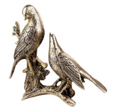 Handmade Silver Brass Bird Couple Statue For Home Decoration