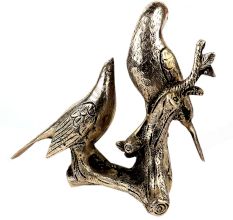 Handmade Silver Brass Bird Couple Statue For Home Decoration