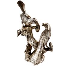 Handmade Silver Brass Love Birds Sitting On Tree's Branch Couple