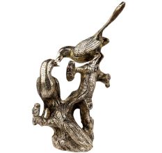 Handmade Silver Brass Love Birds Sitting On Tree's Branch Couple