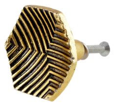 Hexagon Antique Golden Aluminium Cabinet Knob