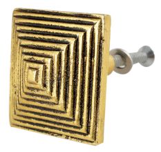 Square Pyramid Antique Golden Aluminium Cabinet Knob