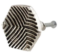 Hexagon Antique Silver Aluminium Cabinet Knob