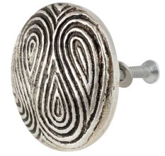 Press Plate Compact Antique Silver Aluminium Cabinet Knob