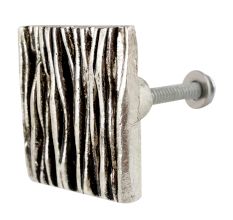 Square Bark Shape Antique Silver Aluminium Cabinet Knob