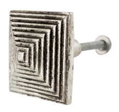 Square Pyramid Antique Silver Aluminium Cabinet Knob