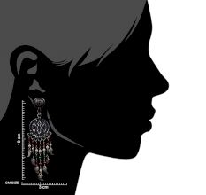 Handmade Oxidized Silver Fringe Earrings With Flowers and Stones