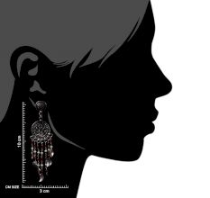 Handmade Oxidized Silver Dangle Earrings for Women And Girls With Red Stones