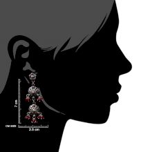 Handmade Oxidized Silver Floral Design Red Stone Dangle Earrings for Women and Girls