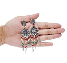 HandmadeÂ Oxidized Silver Stylish Fancy Party Wear Dangler Earrings For Women And Girls