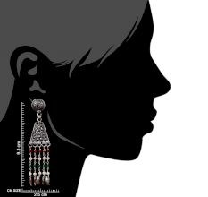 Handmade Oxidized Silver Tassel EarringsÂ With Red And Green Beads