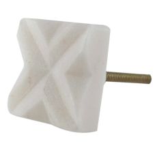 White Square Cross Cut Marble Stone Cabinet Knobs