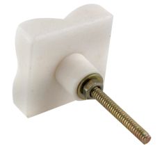 White Square Cross Cut Marble Stone Cabinet Knobs