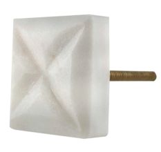 White Square Cross Marble Stone Cabinet Knobs