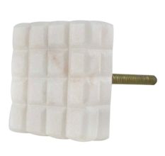 White Square Cut Marble Stone Cabinet Knobs