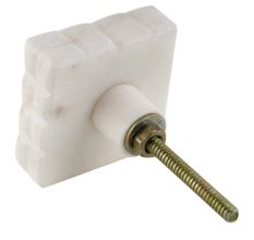 White Square Cut Marble Stone Cabinet Knobs