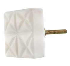 White Square Marble Stone Dresser Knobs