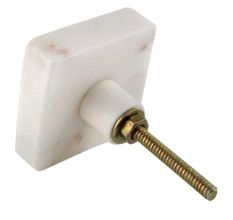 White Square Marble Stone Dresser Knobs