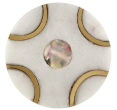White Round Gold Marble Stone Cabinet Knobs
