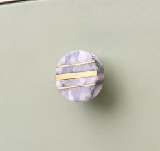 Grey Round Brass Marble Stone Cabinet Knobs