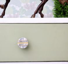 Grey Round Brass Marble Stone Cabinet Knobs