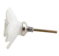 White Flower Ceramic Cabinet Knobs
