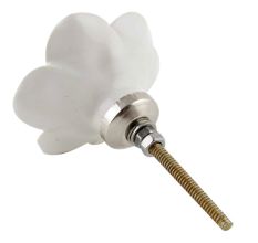 White Flower Ceramic Cabinet Knobs