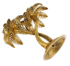 Golden Double Palm Tree Aluminium Candle Stand