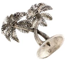 Silver Double Palm Tree Aluminium Candle Stand