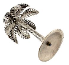 Silver Single Palm Tree Aluminium Candle Stand