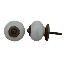 White Cream Polka Ceramic Cabinet Knob