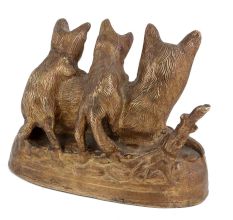 Handmade Brown Brass Cat  With Her Kittens Statue Showpiece