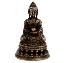 Handmade Black Brown Brown Meditating Buddha Statue