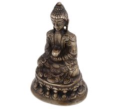 Handmade Black Brown Brown Meditating Buddha Statue