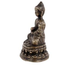 Handmade Black Brown Brown Meditating Buddha Statue